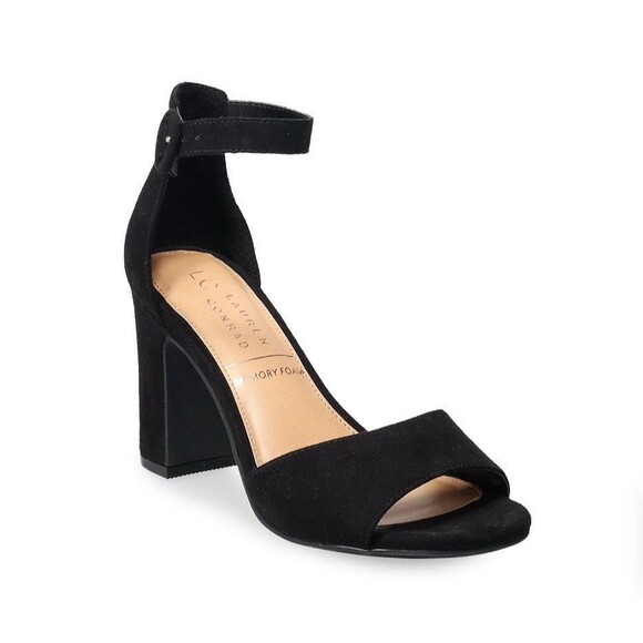 New LC Lauren Conrad Women's Amberr Block Heel Dress Sandals  Black Size… - Picture 1 of 16